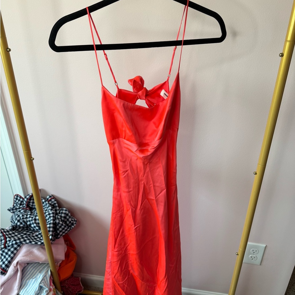 Amanda Uprichard Satin Slip Dress with Bow Detail